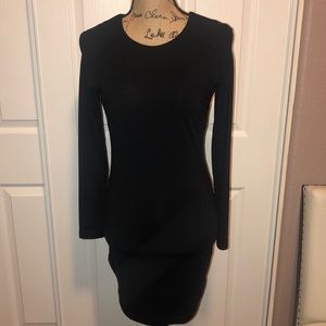 Bebe, long sleeve black scuba dress